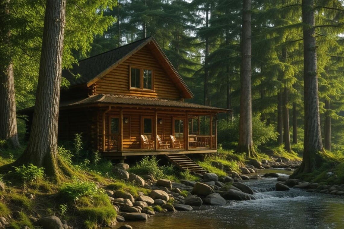 cozy cabin in forest 1738950281691