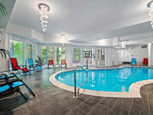 Luxury vacation rental home in Northeast Ohio with an indoor pool and basketball hoop for family fun year-round.