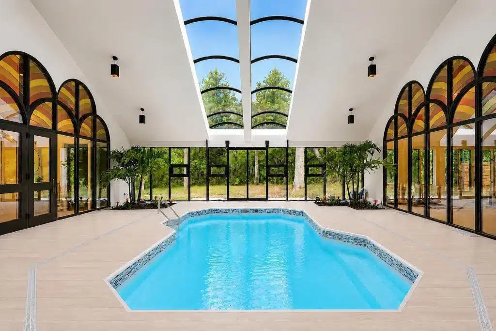 Indoor pool at a beautiful holiday vacation rental for families