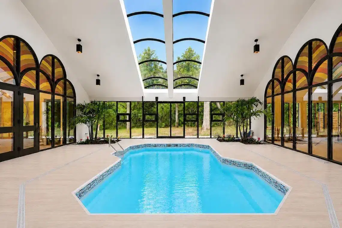 Indoor pool at a beautiful holiday vacation rental for families